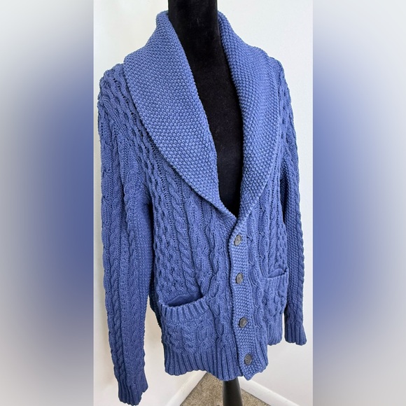 Brooks Brothers preppy cable knit cardigan sweater shawl collar button close M - Picture 3 of 13
